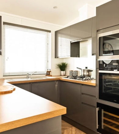 Prestige Dovecote, kitchen at Brokerswood