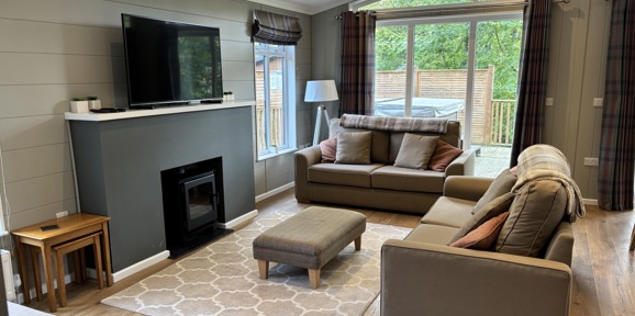 Prestige Foresters, living room with TV at Brokerswood