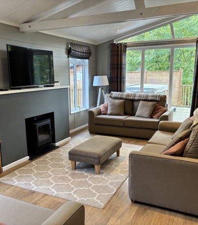 Prestige Foresters, living room with TV at Brokerswood