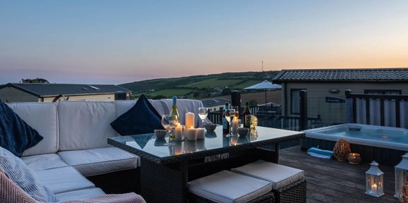 Praa Sands Sunset On Decking With Drinks