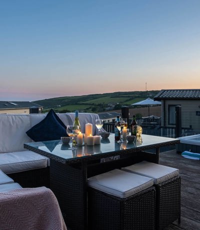 Praa Sands Sunset On Decking With Drinks