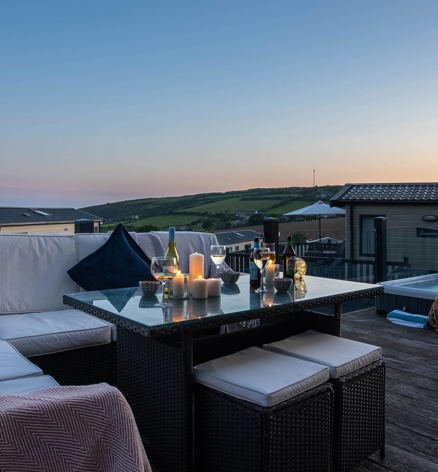 Praa Sands Sunset On Decking With Drinks