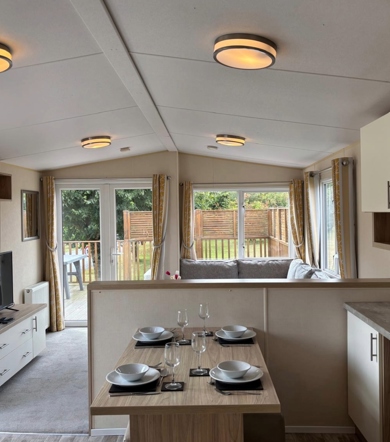 Regal Kingsbury, living room with patio doors at Dartmoor View