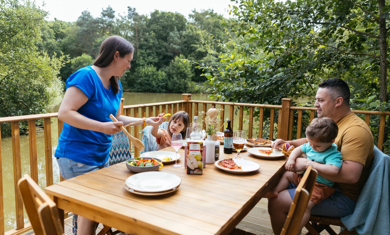 Brokerswood Family Eating A Meal On Patio