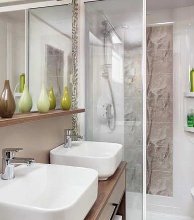 Carnaby Langham, sinks in bathrooms at Finlake