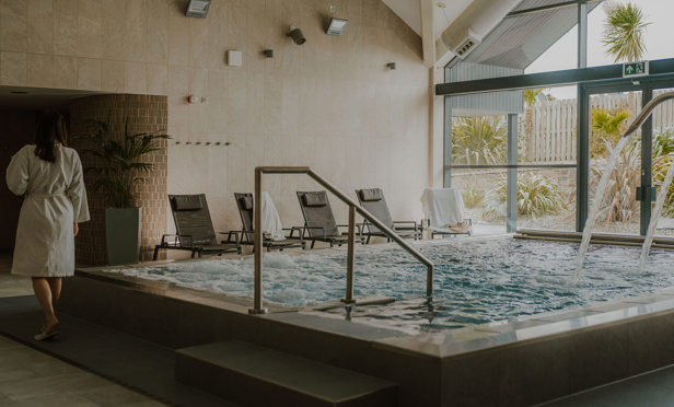 The Warren Lady In Robe By Spa Pool