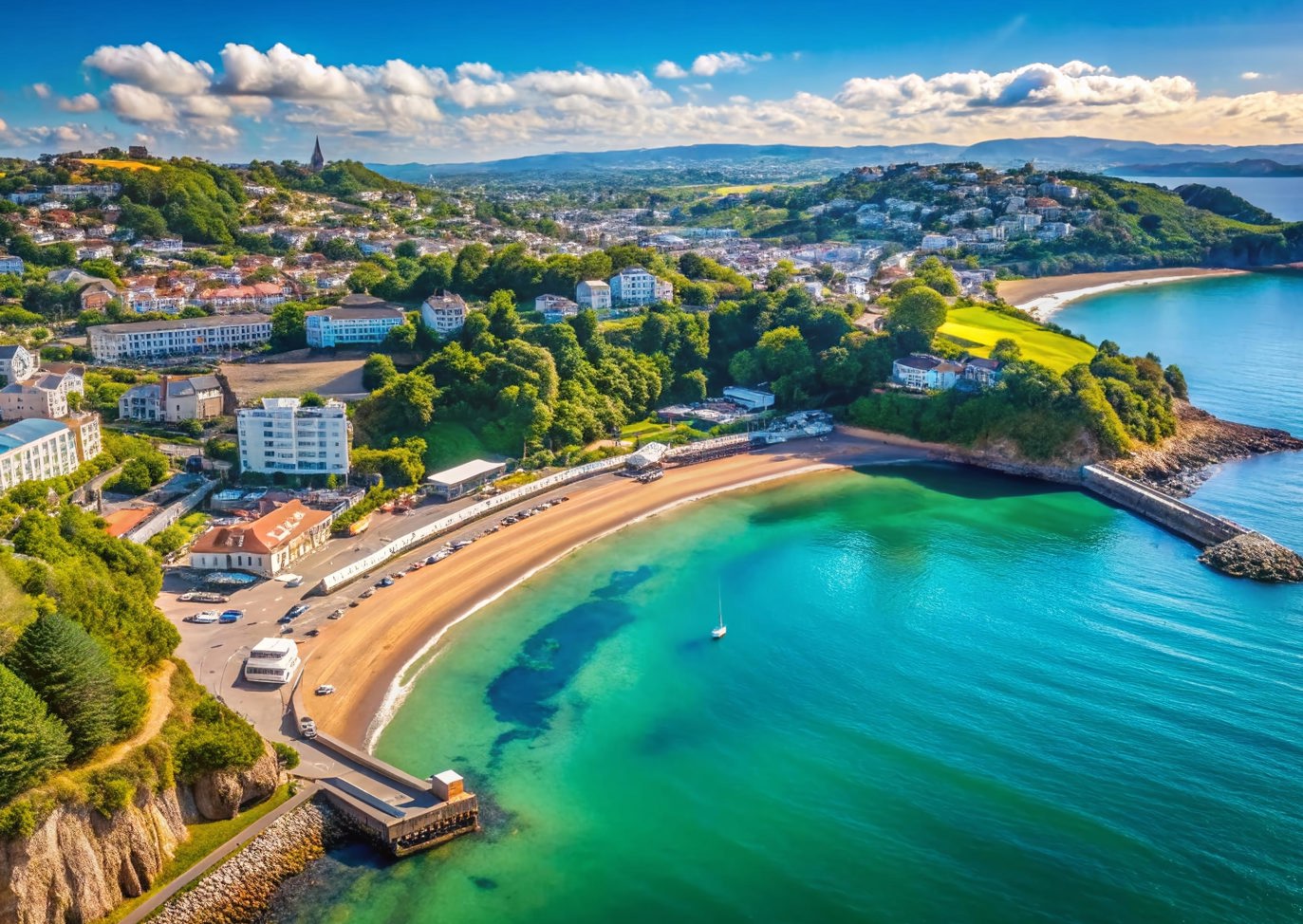 Aerial shot of Torquay Seafront