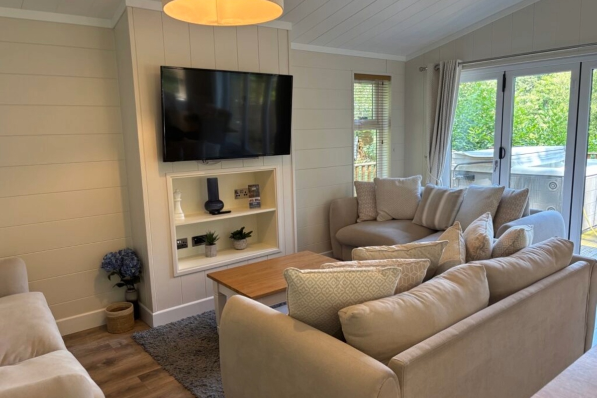 Wessex Classic, sofas and TV at Brokerswood