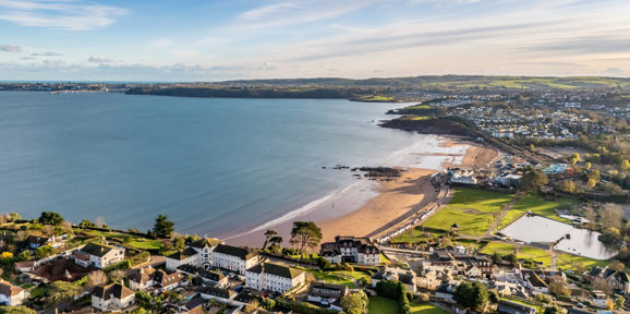 Aerial shot of Goodrington Sands Paignton near Devon holiday park