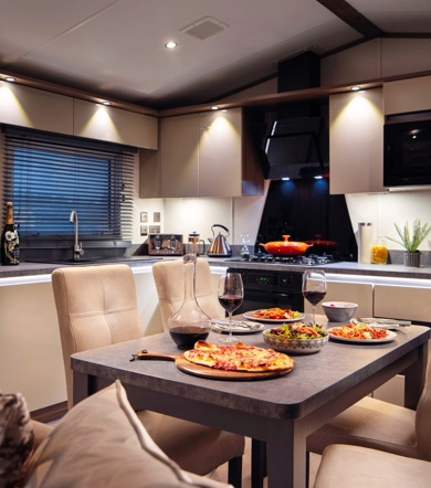 Carnaby Langham, dining table at Finlake