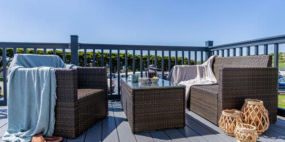 ABI St David, decking with furniture at Praa Sands