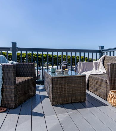 ABI St David, decking with furniture at Praa Sands