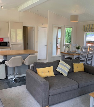 Buckland Lodge, sofa in living room at Finlake