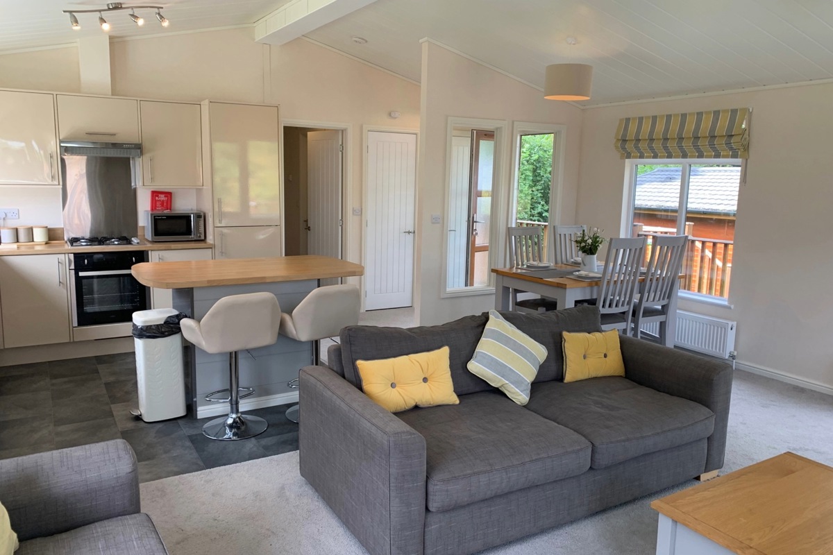 Buckland Lodge, sofa in living room at Finlake