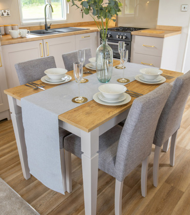 Sunseeker Spirit, dining table at Dartmoor View