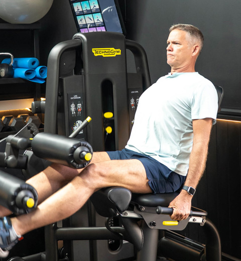 Men on leg press at Praa Sands gym