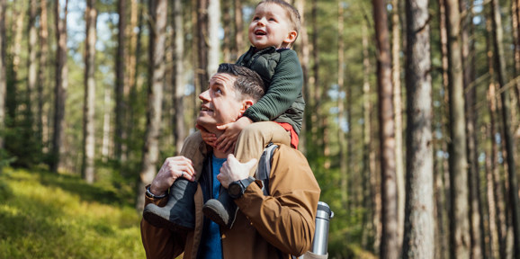 Delamere Local Area Father & Child Exploring Forest
