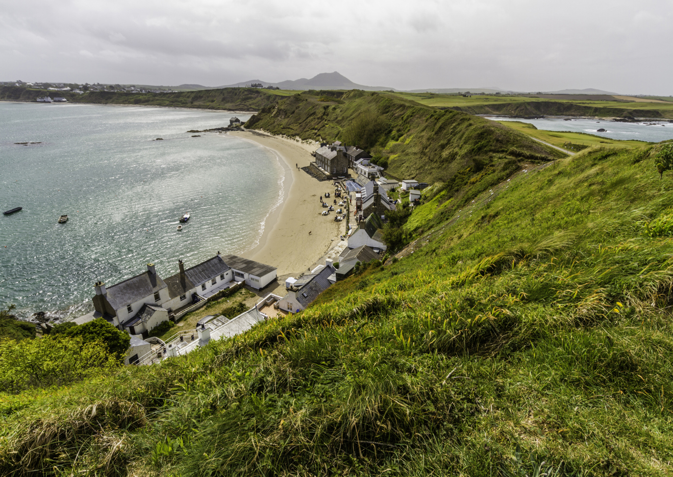 Beach with houses in Wales