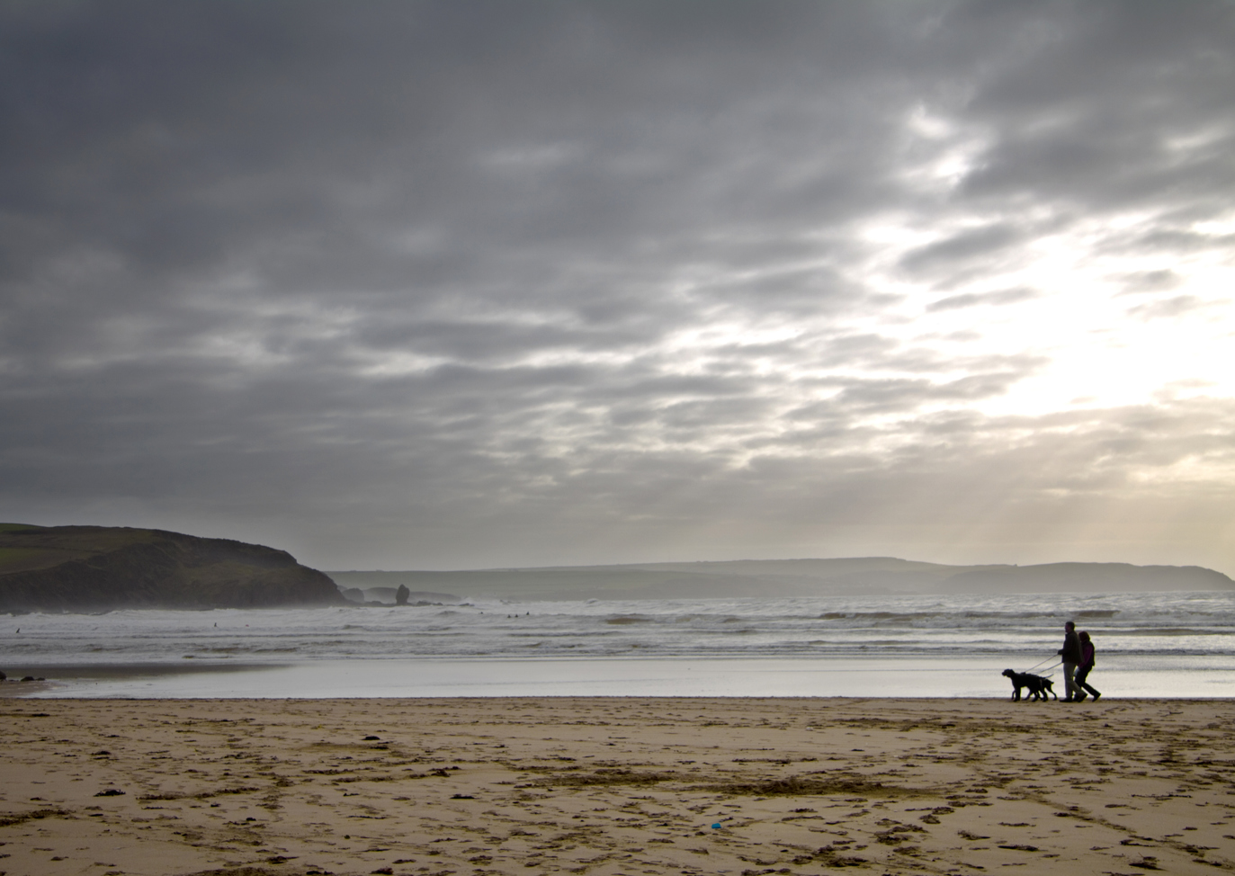 Devon winter walk on the beach