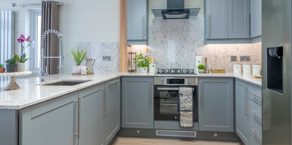Wessex Contemporary kitchen area at The Warren