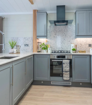 Wessex Contemporary kitchen area at The Warren