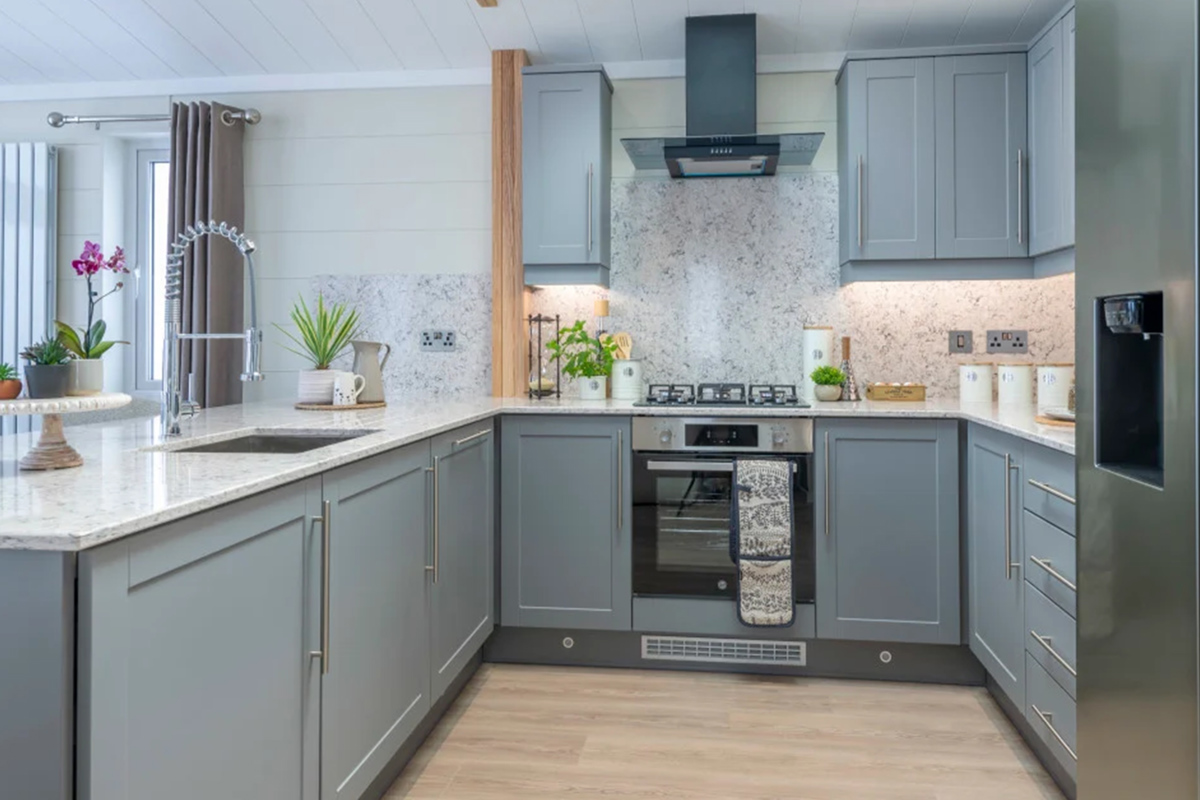 Wessex Contemporary kitchen area at The Warren