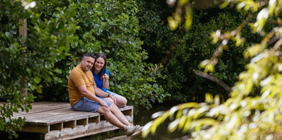 Brokerswood Couple Sat By Lake