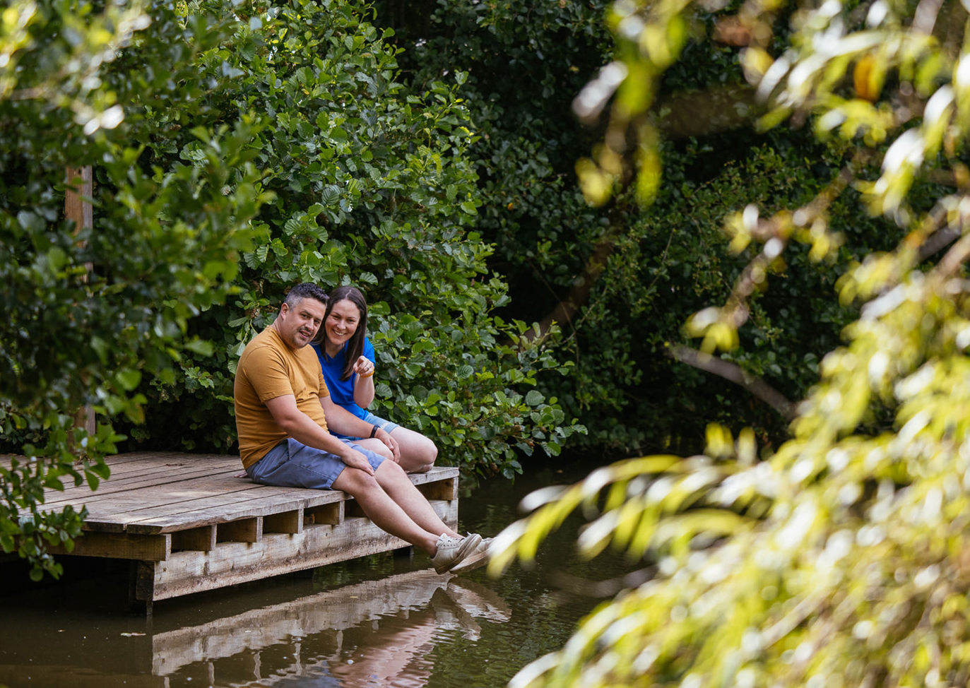 Brokerswood Couple Sat By Lake
