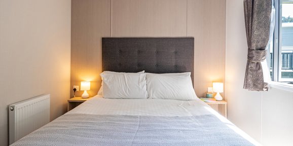 Carnaby Ashdale, double bed in master bedroom at Praa Sands