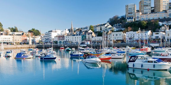 Scenic shot of Torquay Harbour in the sunshine