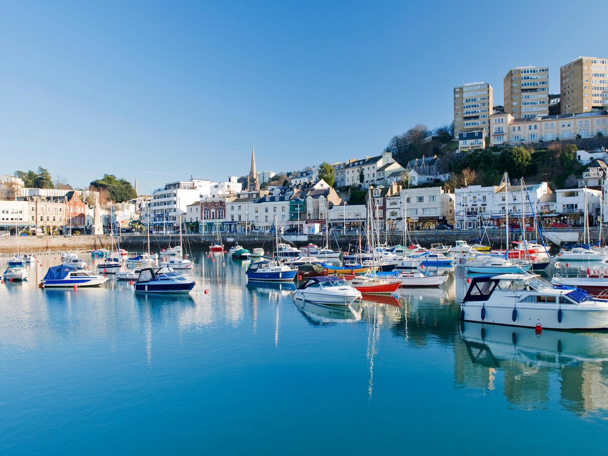 Scenic shot of Torquay Harbour in the sunshine