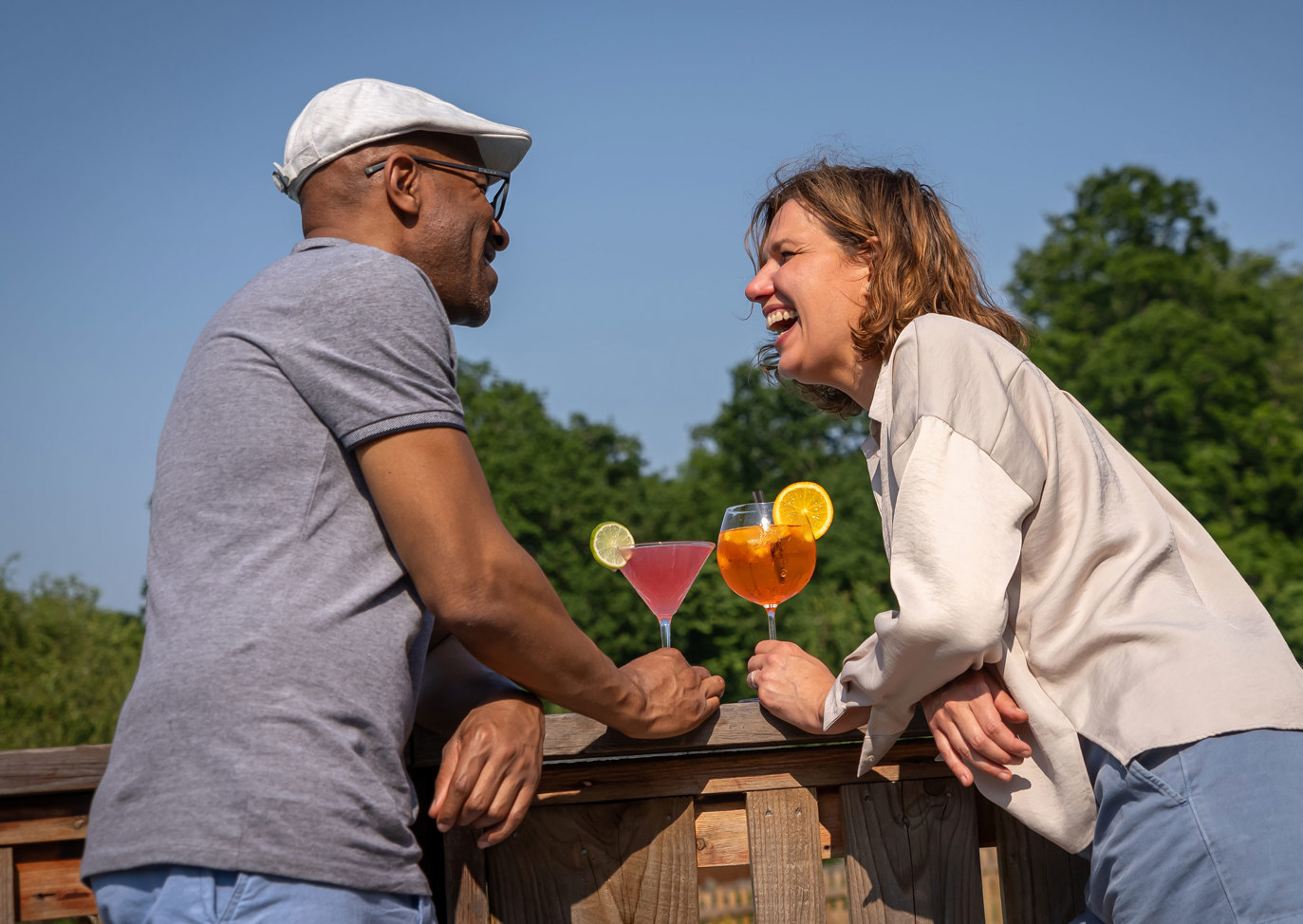 Couple enjoying drinks outside at Finlake Resort and Spa