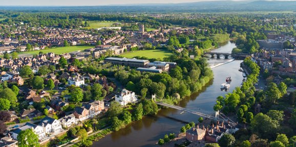 Delamere Local Area Aerial View Of River Dee In Chester