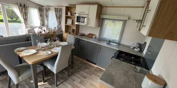 Carnaby Silverdale, kitchen at Talyfan
