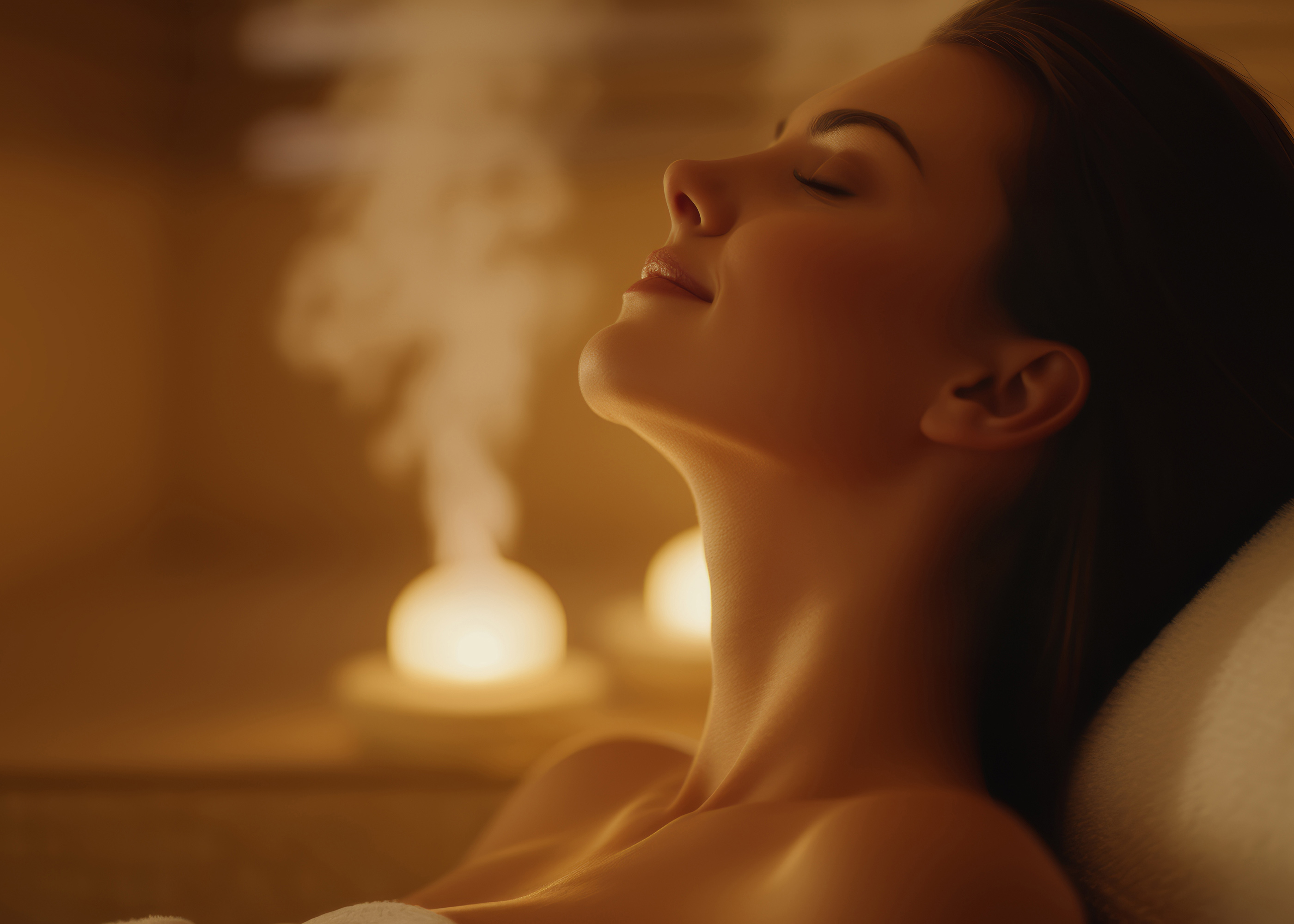 The Warren Spa Lady Relaxing In Sauna