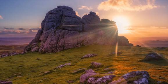 Haytor Rocks in the sunset