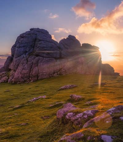 Haytor Rocks in the sunset