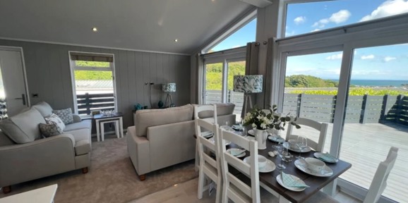 Prestige Oyster Catcher, living room patio doors at Talyfan