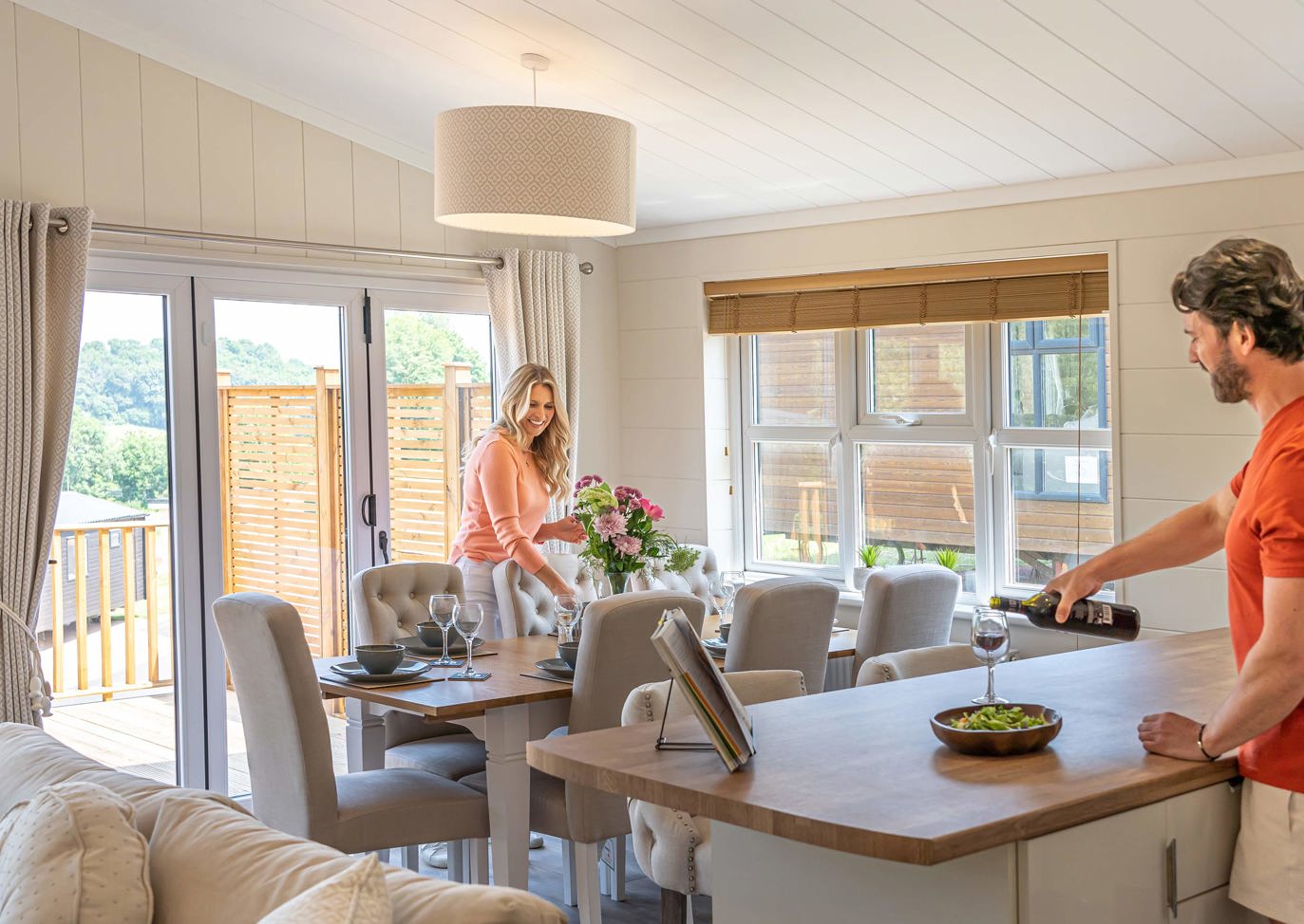 Devon Hills couple Setting up Table