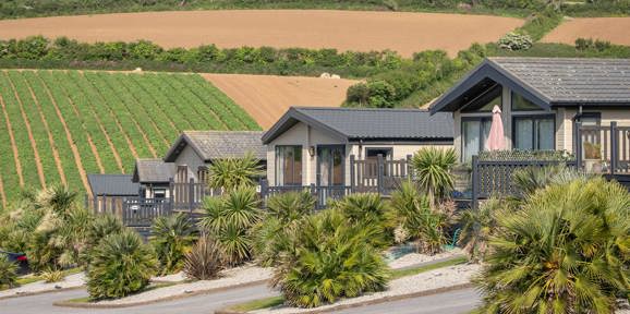 Praa Sands Overview Row Of Lodges In Front Of Fields