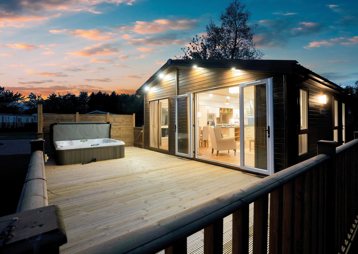 Evening Lodge Shot at dartmoor view