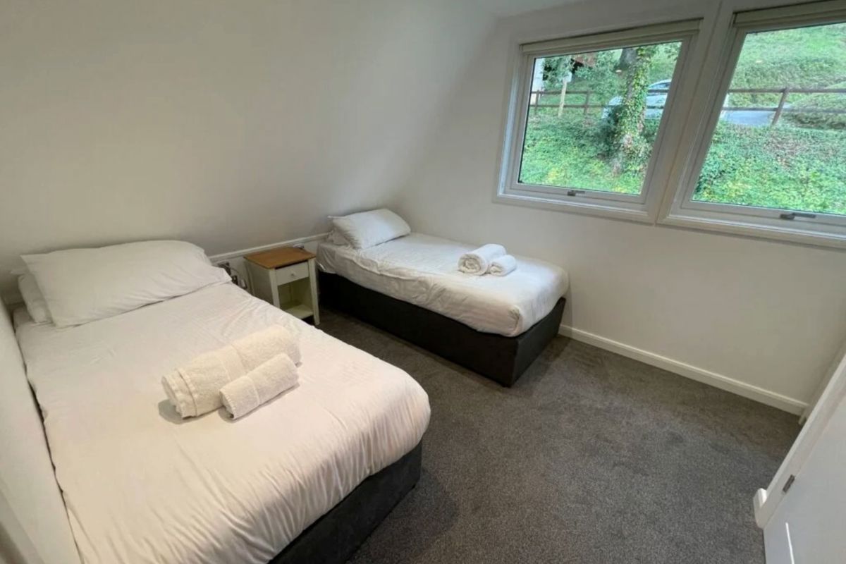 2 & 3 Bedroom A Frame, Twin Beds Window at Finlake