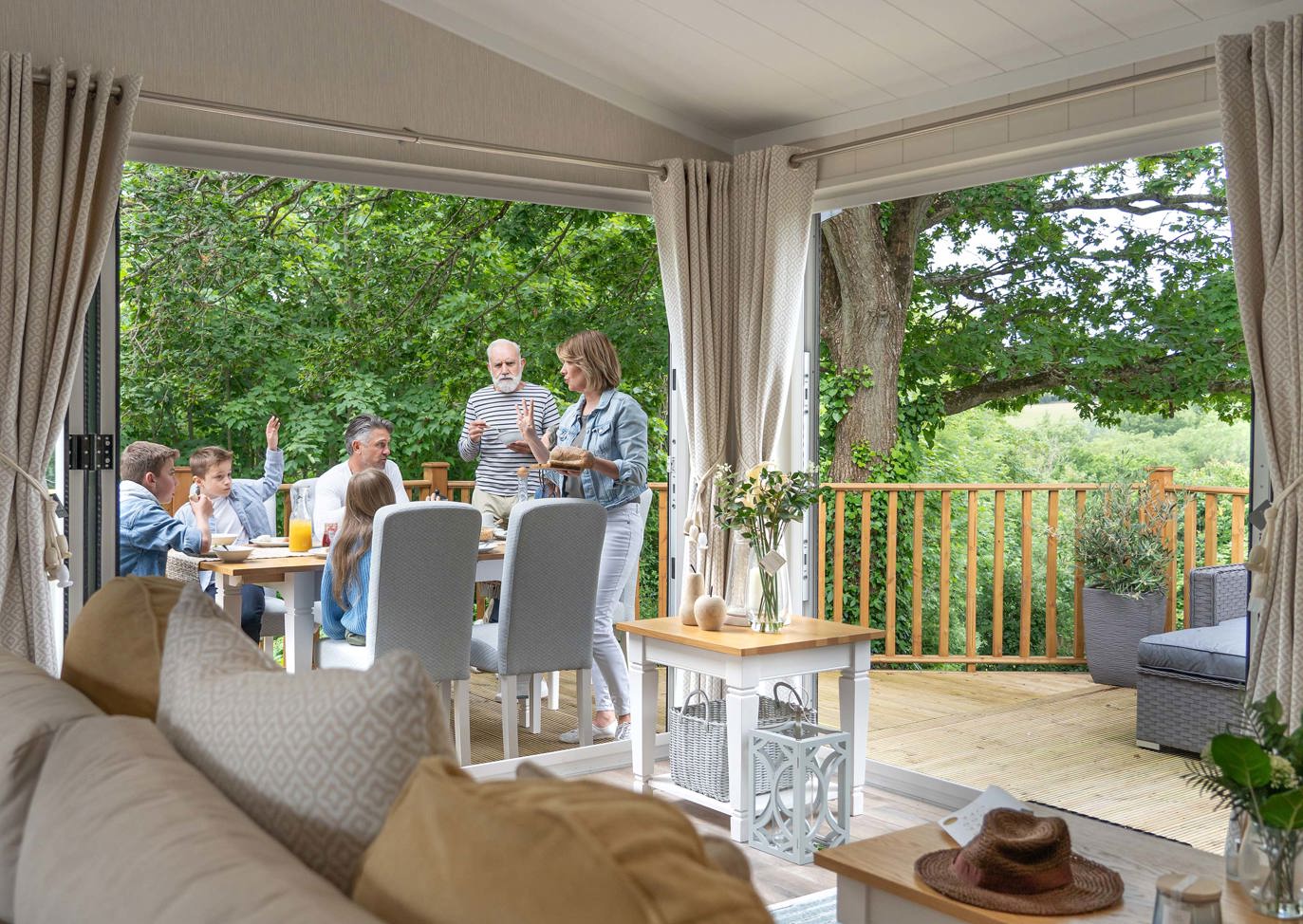 Finlake Family On The Decking Eating Breakfast