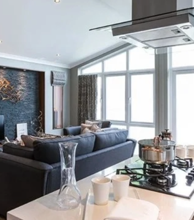 Prestige Bella Vista, kitchen and living space at Delamere