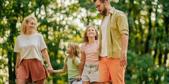 Crugan Local Area Family Walking In Forest (Coed Short)