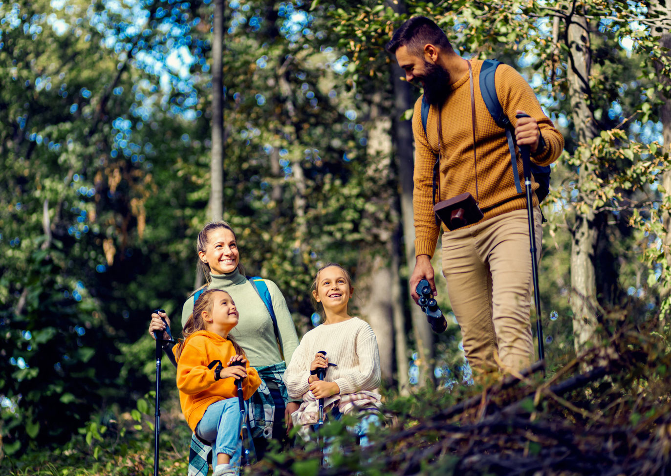 Delamere Local Area Family Hiking In Forest