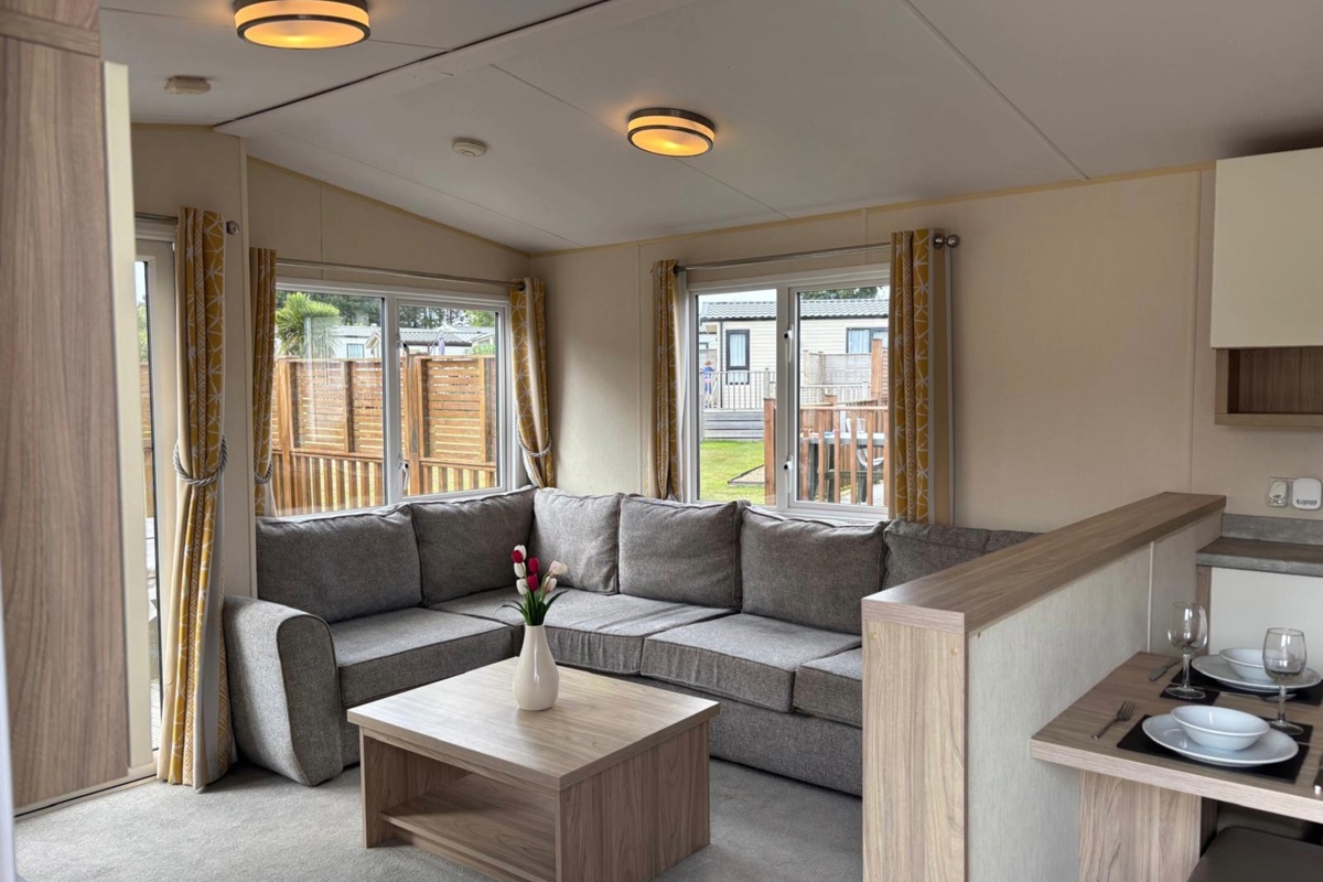 Regal Kingsbury, living room with corner sofa at Dartmoor View