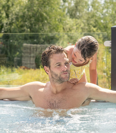 Delamere Man And Child In Hot Tub