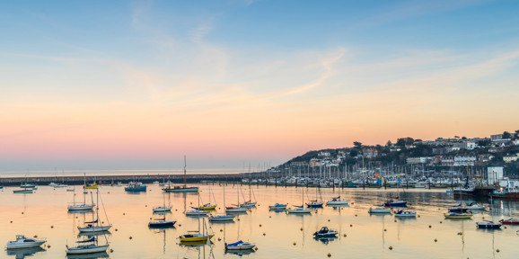 Aerial shot of Brixham near Devon Hills holiday park