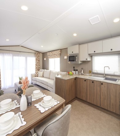 Carnaby Carrington, kitchen and open plan area at Crugan